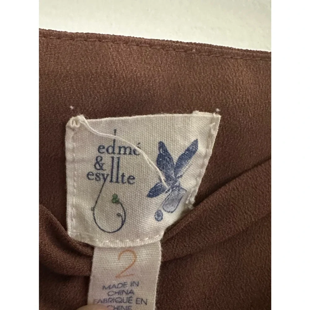 ANTHROPOLOGIE Edme & Esyllte Lengthening Rays Brown Flowy Maxi Skirt - Sz 2 - Picture 4 of 4